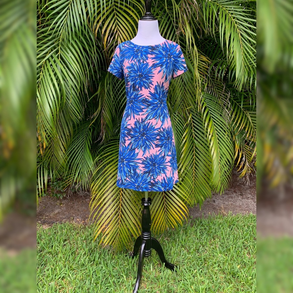 Ellen Tracy Bright Floral Zip Back Sheath Dress 6